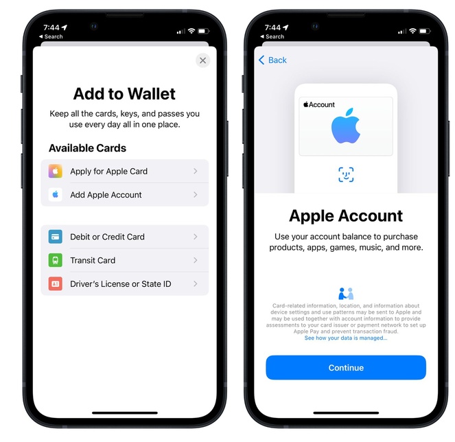 思明苹果手机维修分享iOS 15.5钱包App如何添加 Apple 账户 